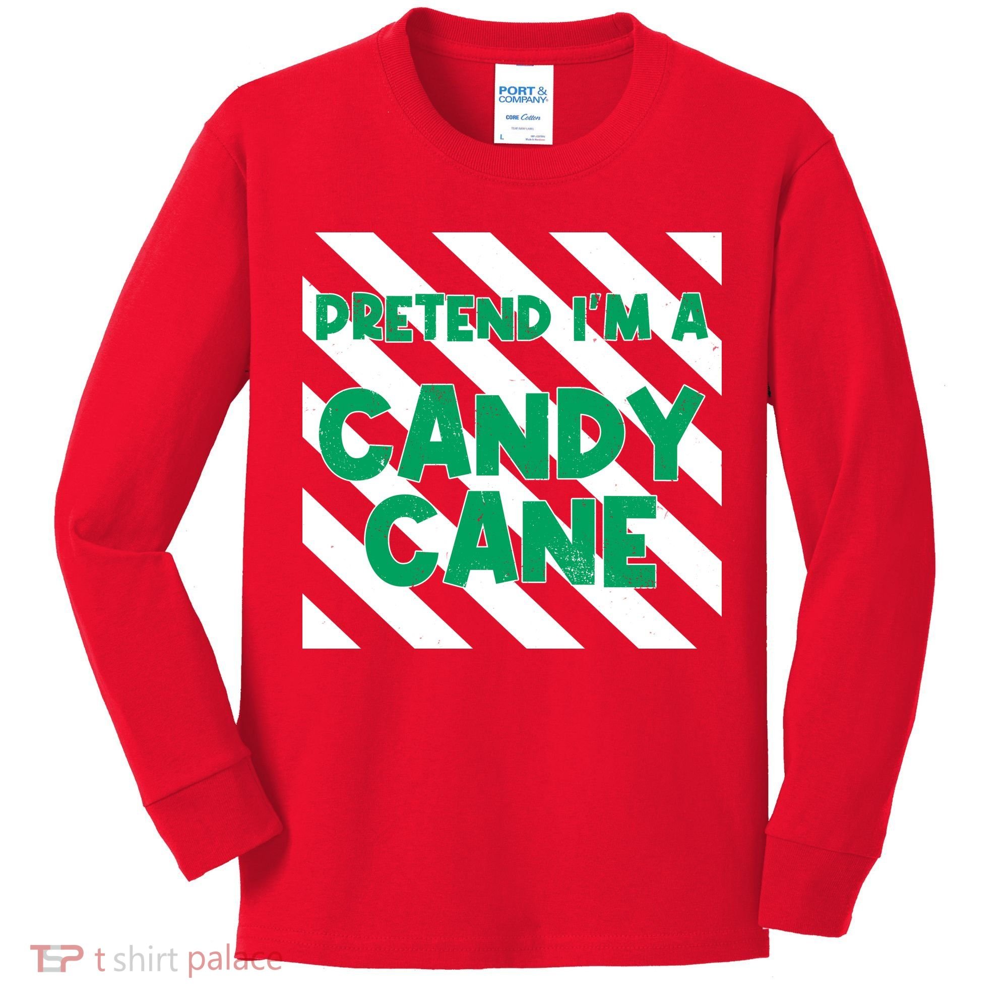 Funny Christmas Pretend Im A Candy Cane Kids Long Sleeve Shirt