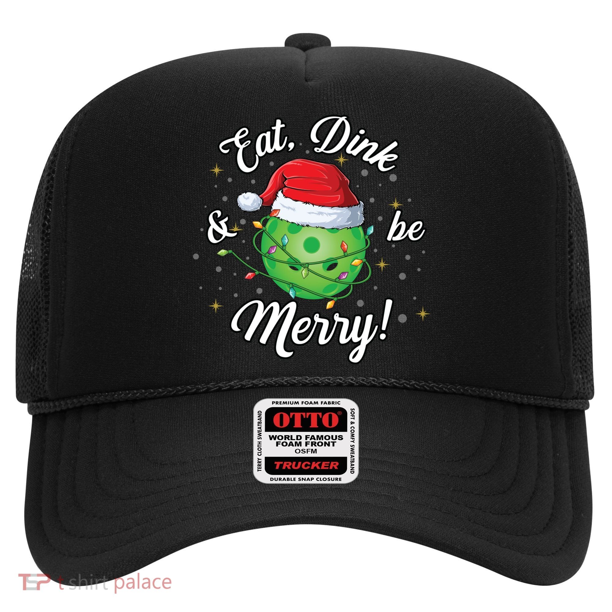 Funny Christmas Pickleball Santa Lights Eat Dink And Be Merry Gift Hat