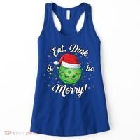 Funny Christmas Pickleball Santa Lights Eat Dink And Be Merry Gift Women's Tank Top thumb 0