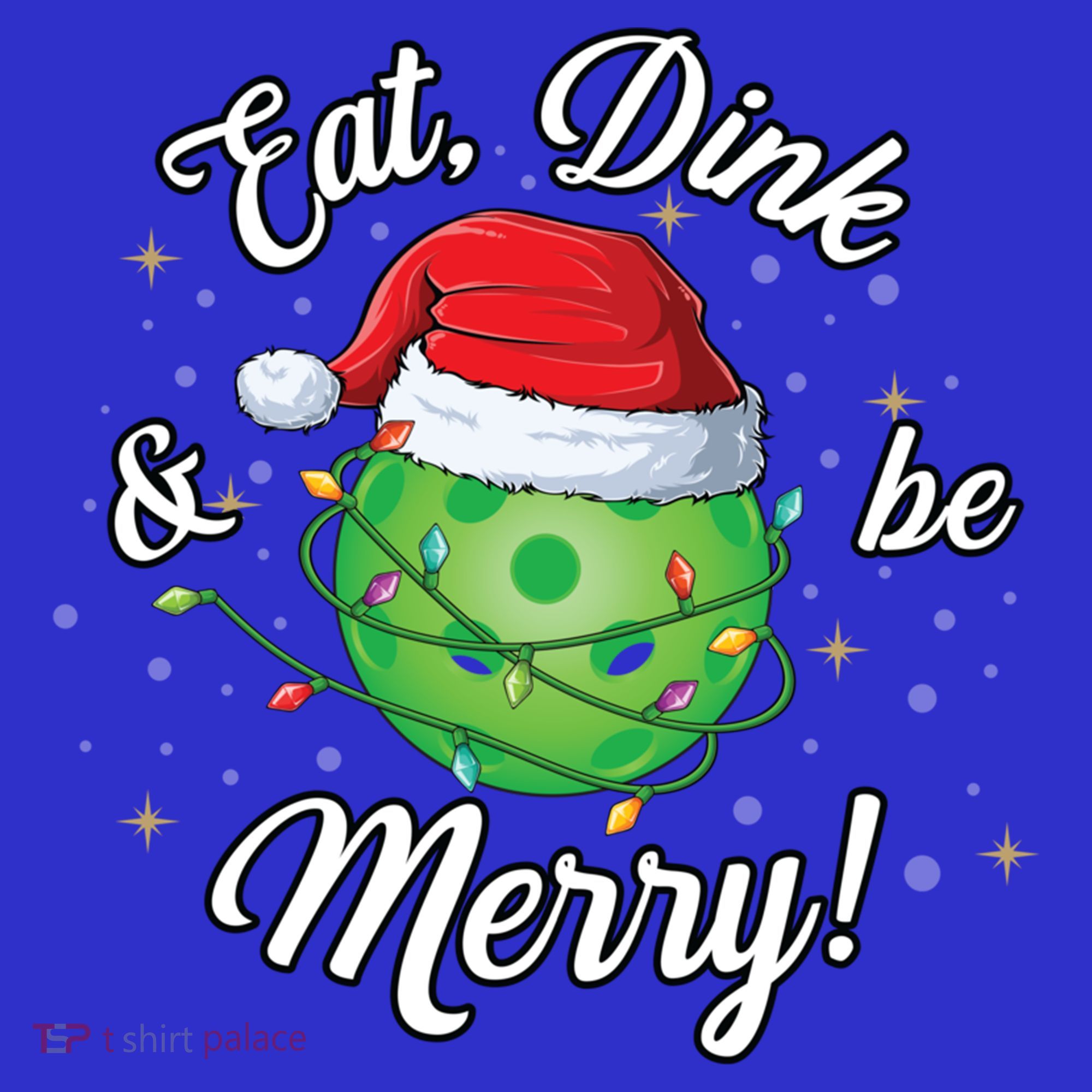Funny Christmas Pickleball Santa Lights Eat Dink And Be Merry Gift Women's Tank Top