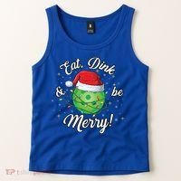 Funny Christmas Pickleball Santa Lights Eat Dink And Be Merry Gift Tank Top thumb 2
