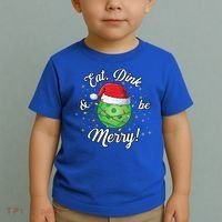 Funny Christmas Pickleball Santa Lights Eat Dink And Be Merry Gift Toddler T-Shirt thumb 2