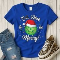 Funny Christmas Pickleball Santa Lights Eat Dink And Be Merry Gift Women's T-Shirt thumb 3