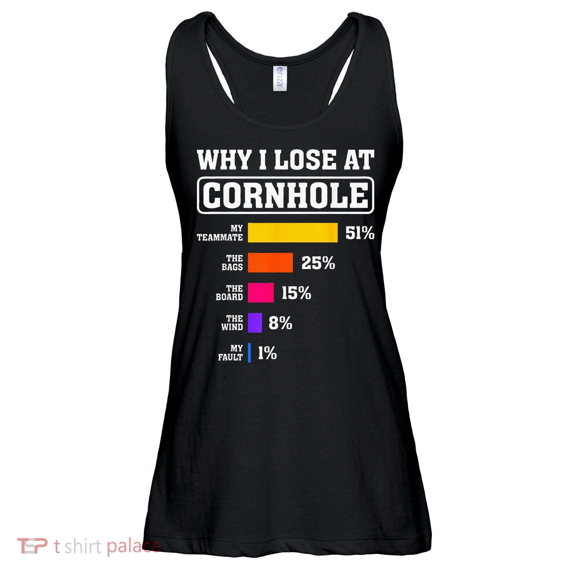 Funny Cornhole Players Why I Lose At Cornhole Ladies Essential Flowy Tank
