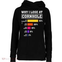 Funny Cornhole Players Why I Lose At Cornhole Womens Funnel Neck Pullover Hood thumb 0