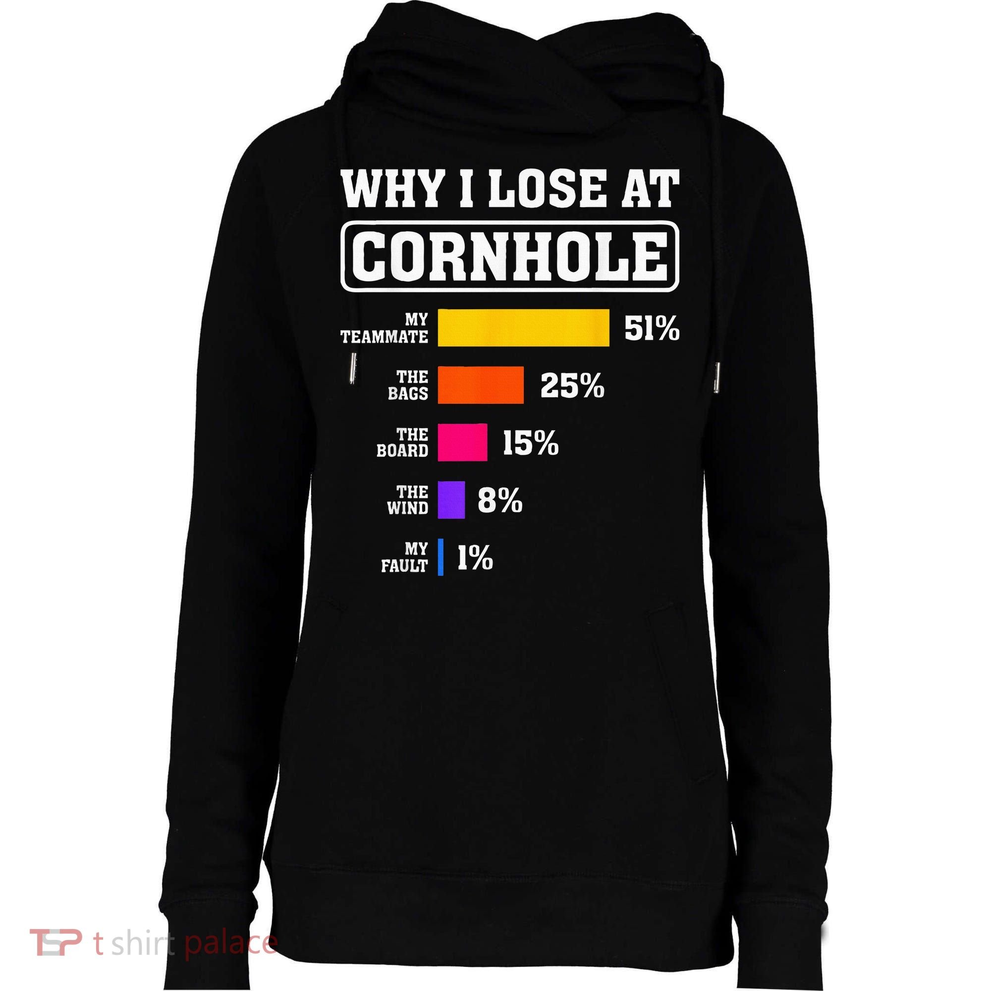 Funny Cornhole Players Why I Lose At Cornhole Womens Funnel Neck Pullover Hood