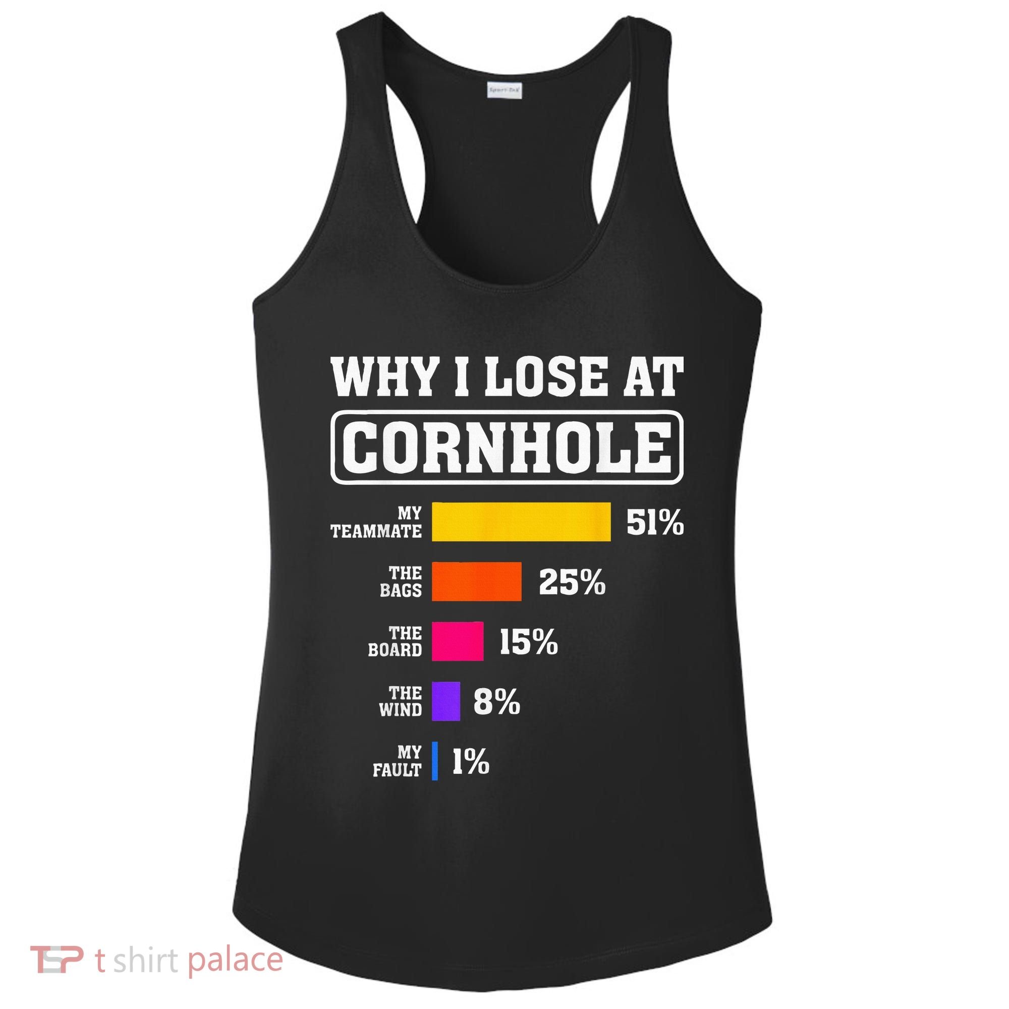 Funny Cornhole Players Why I Lose At Cornhole Ladies PosiCharge Competitor Racerback Tank