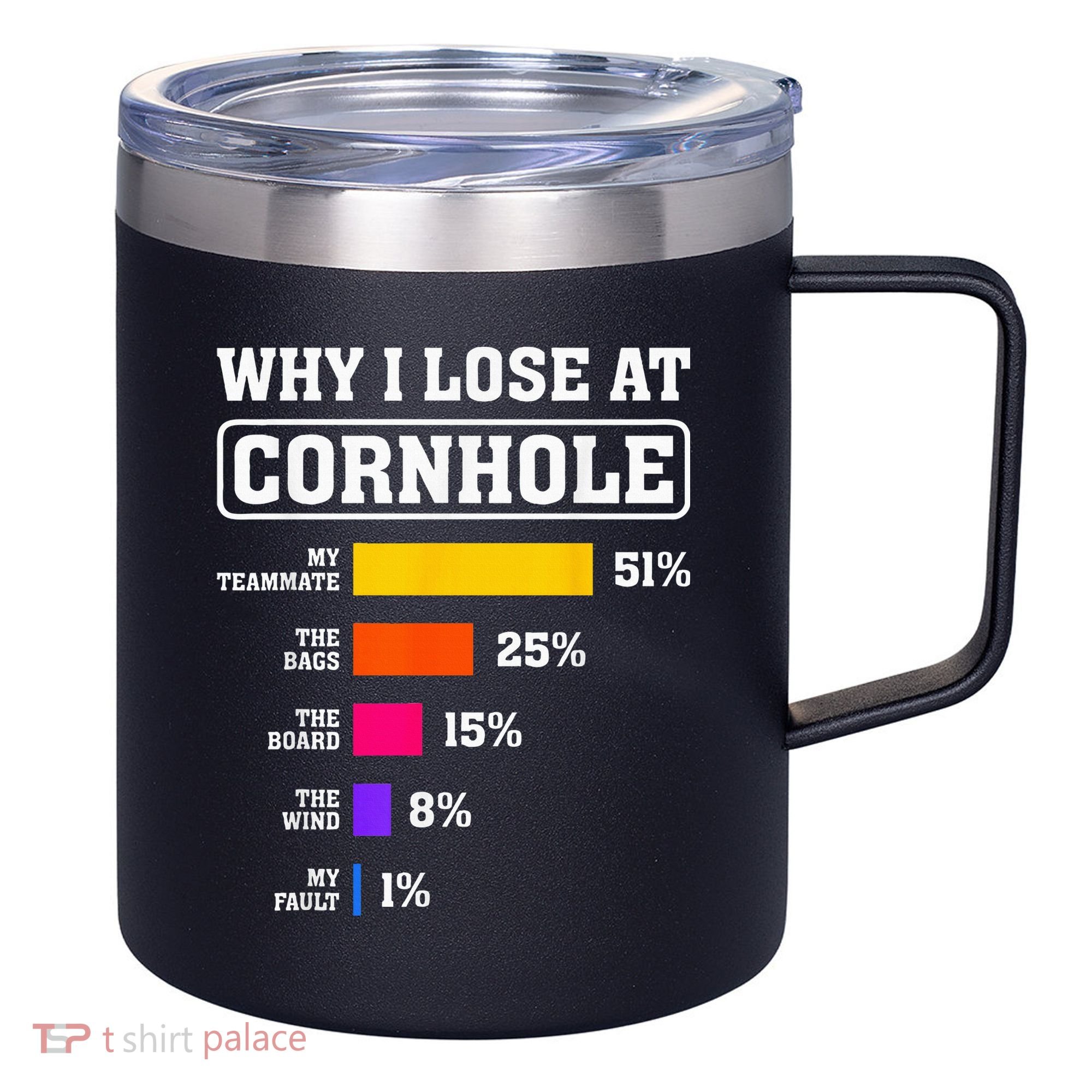 Funny Cornhole Players Why I Lose At Cornhole 12oz Stainless Steel Coffee Mug