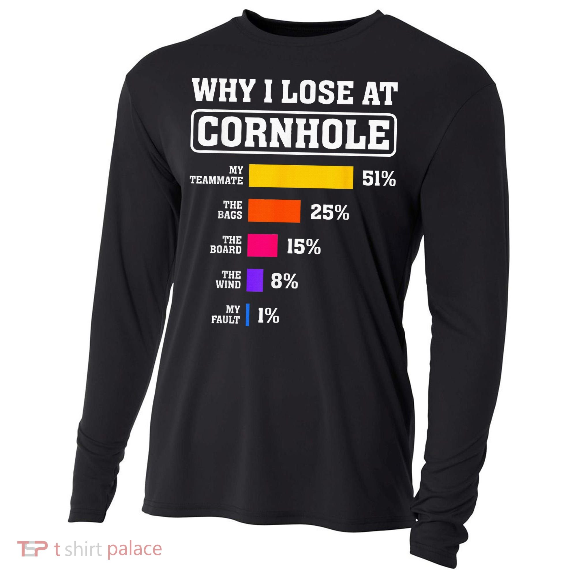 Funny Cornhole Players Why I Lose At Cornhole Cooling Performance Long Sleeve Crew