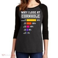 Funny Cornhole Players Why I Lose At Cornhole Women's Tri-Blend 3/4-Sleeve Raglan Shirt thumb 2