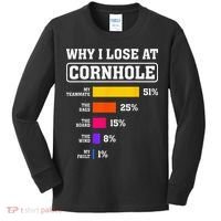 Funny Cornhole Players Why I Lose At Cornhole Kids Long Sleeve Shirt thumb 0