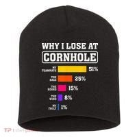 Funny Cornhole Players Why I Lose At Cornhole Short Acrylic Beanie thumb 0