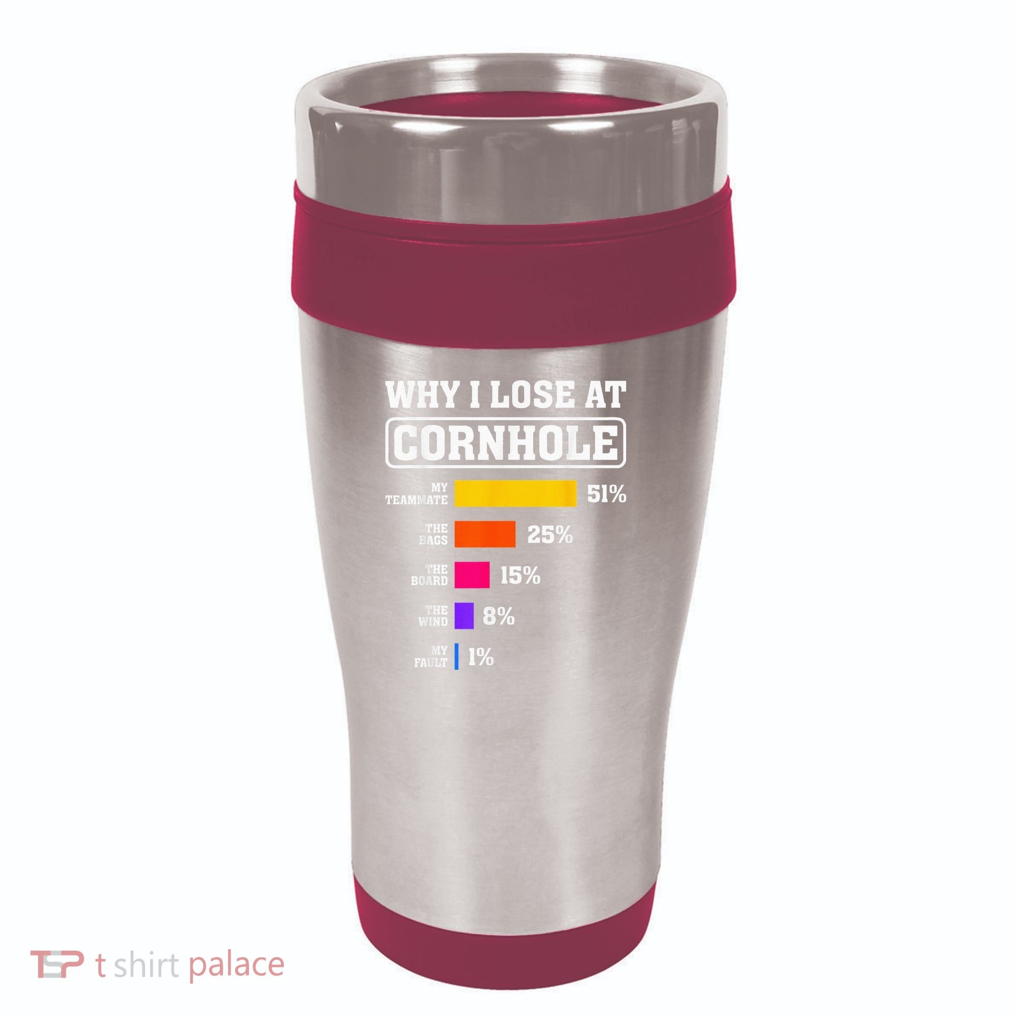 Funny Cornhole Players Why I Lose At Cornhole 16oz Travel Tumbler