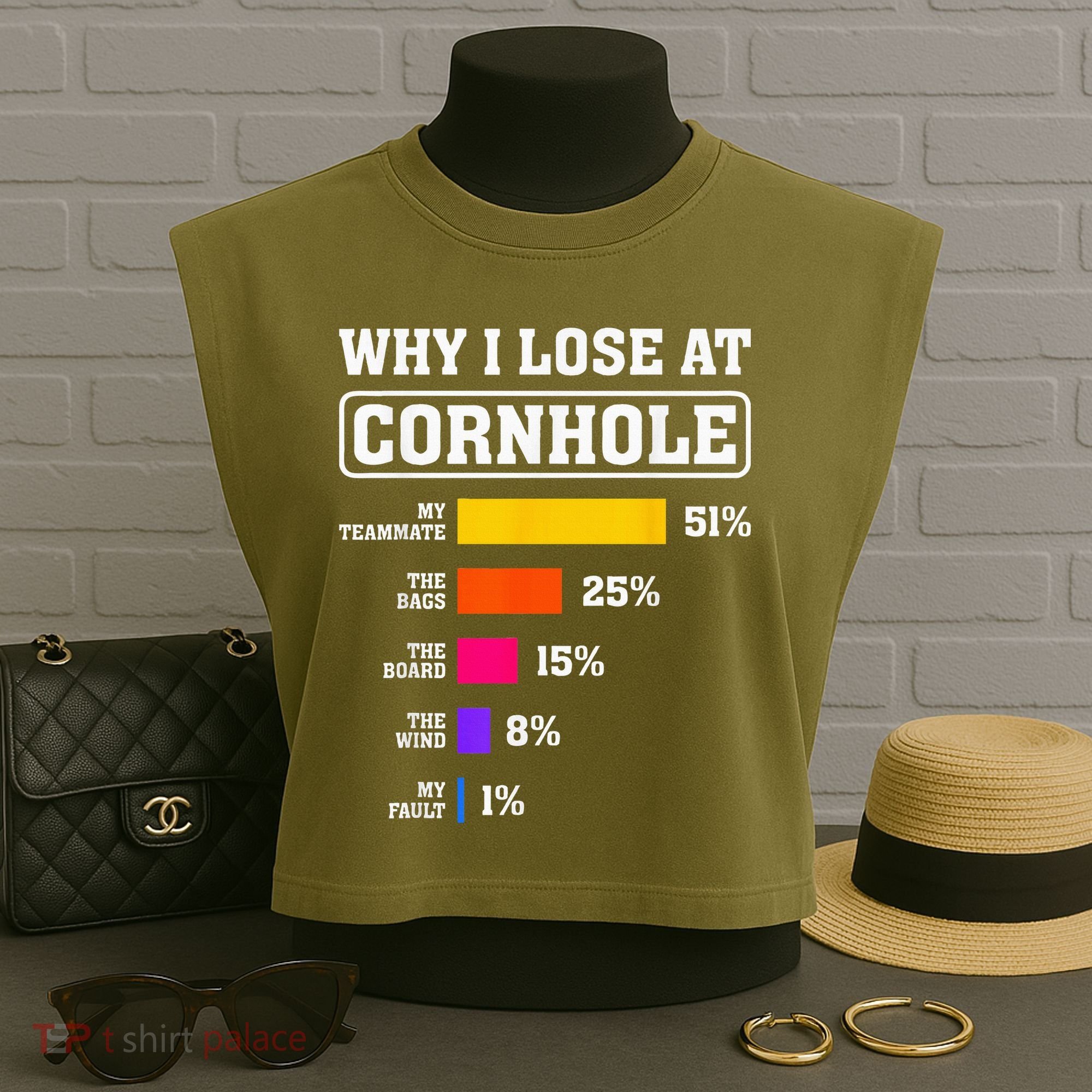 Funny Cornhole Players Why I Lose At Cornhole Garment-Dyed Women's Muscle Tee