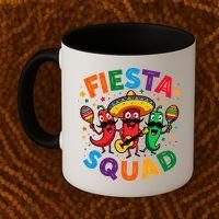 Funny Chili Peppers Fiesta Squad Cinco De Mayo Mexican Coffee Mug thumb 2