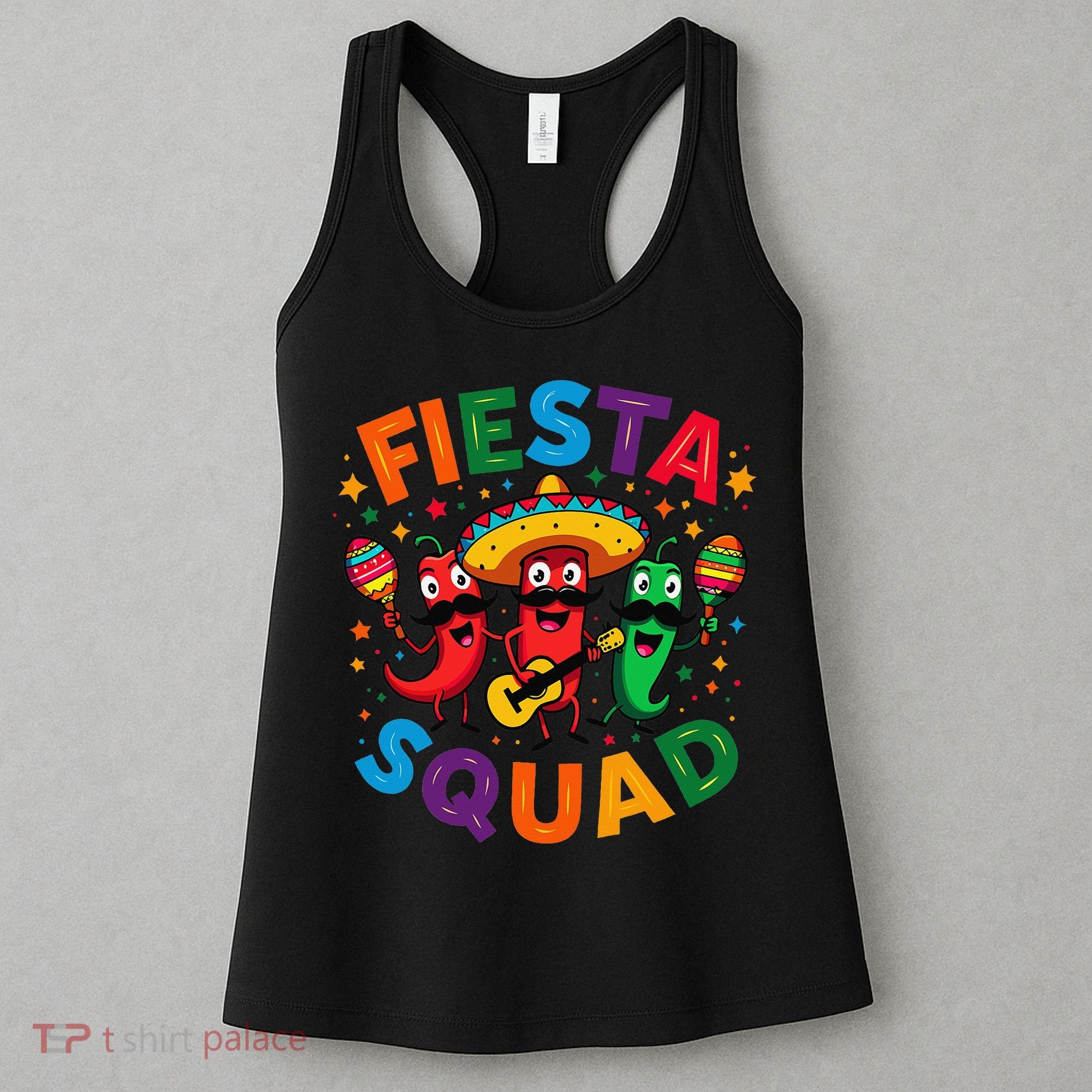 Funny Chili Peppers Fiesta Squad Cinco De Mayo Mexican Women's Tank Top