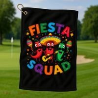 Funny Chili Peppers Fiesta Squad Cinco De Mayo Mexican Golf Towel thumb 1