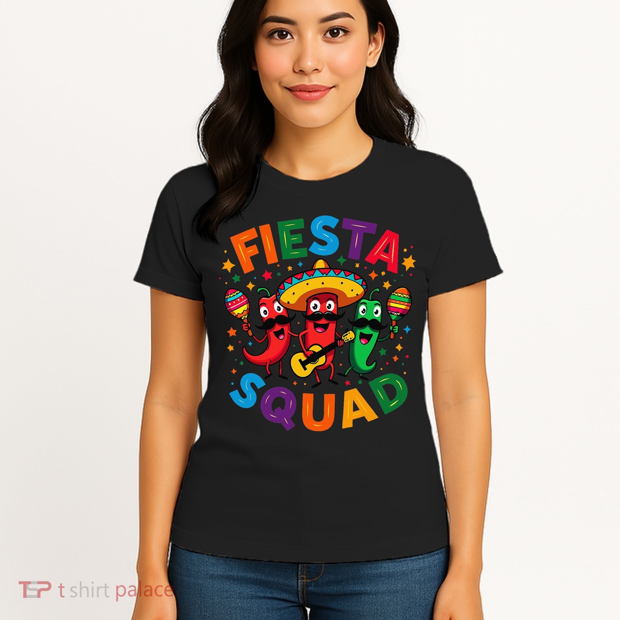 Funny Chili Peppers Fiesta Squad Cinco De Mayo Mexican Women's T-Shirt