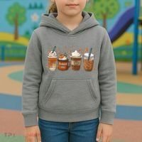 Fall Coffee Pumpkin Spice Lover Kids Hoodie thumb 3