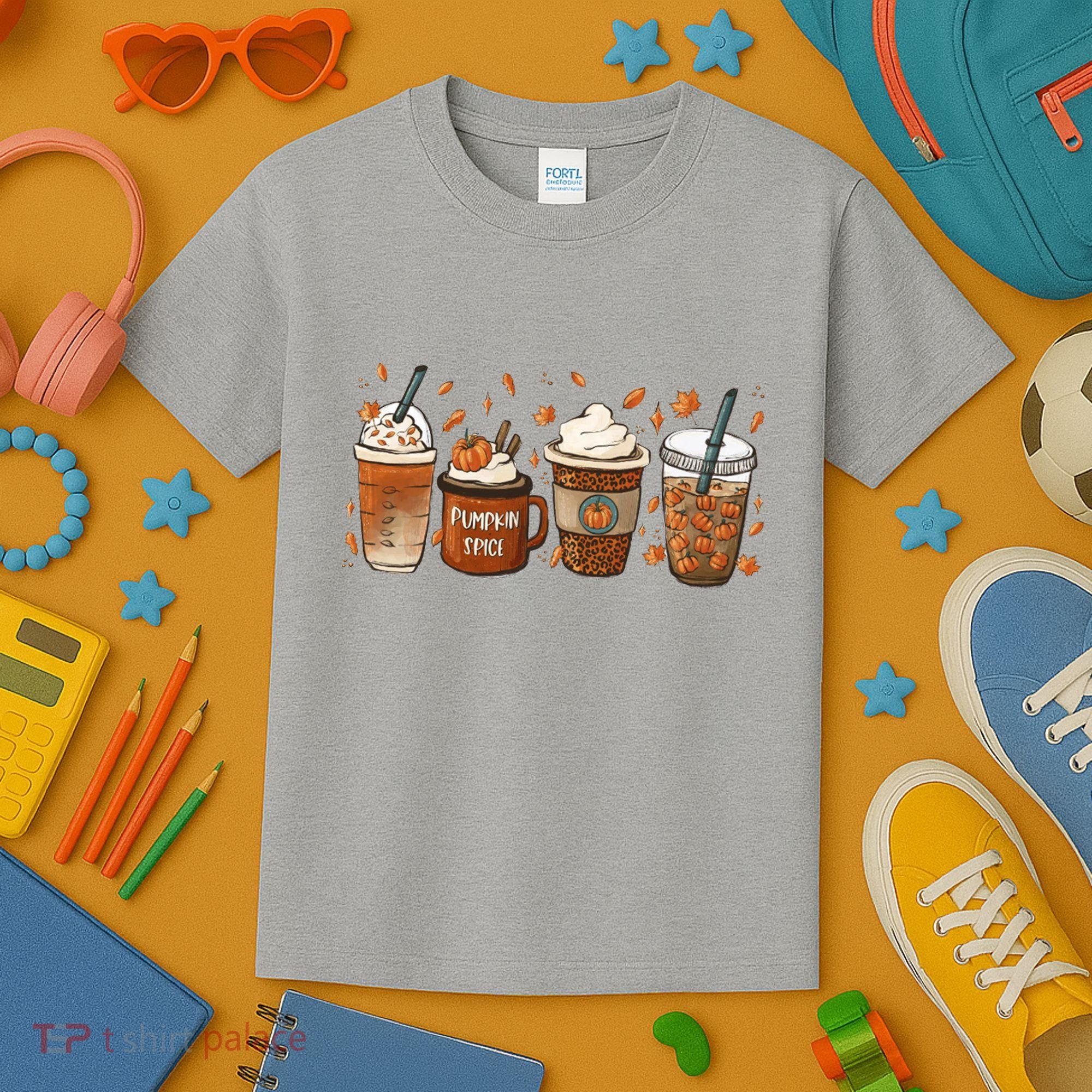 Fall Coffee Pumpkin Spice Lover Kids T-Shirt