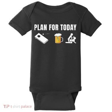 Funny Cornhole Plan For Today Beer Cornhole Baby Bodysuit