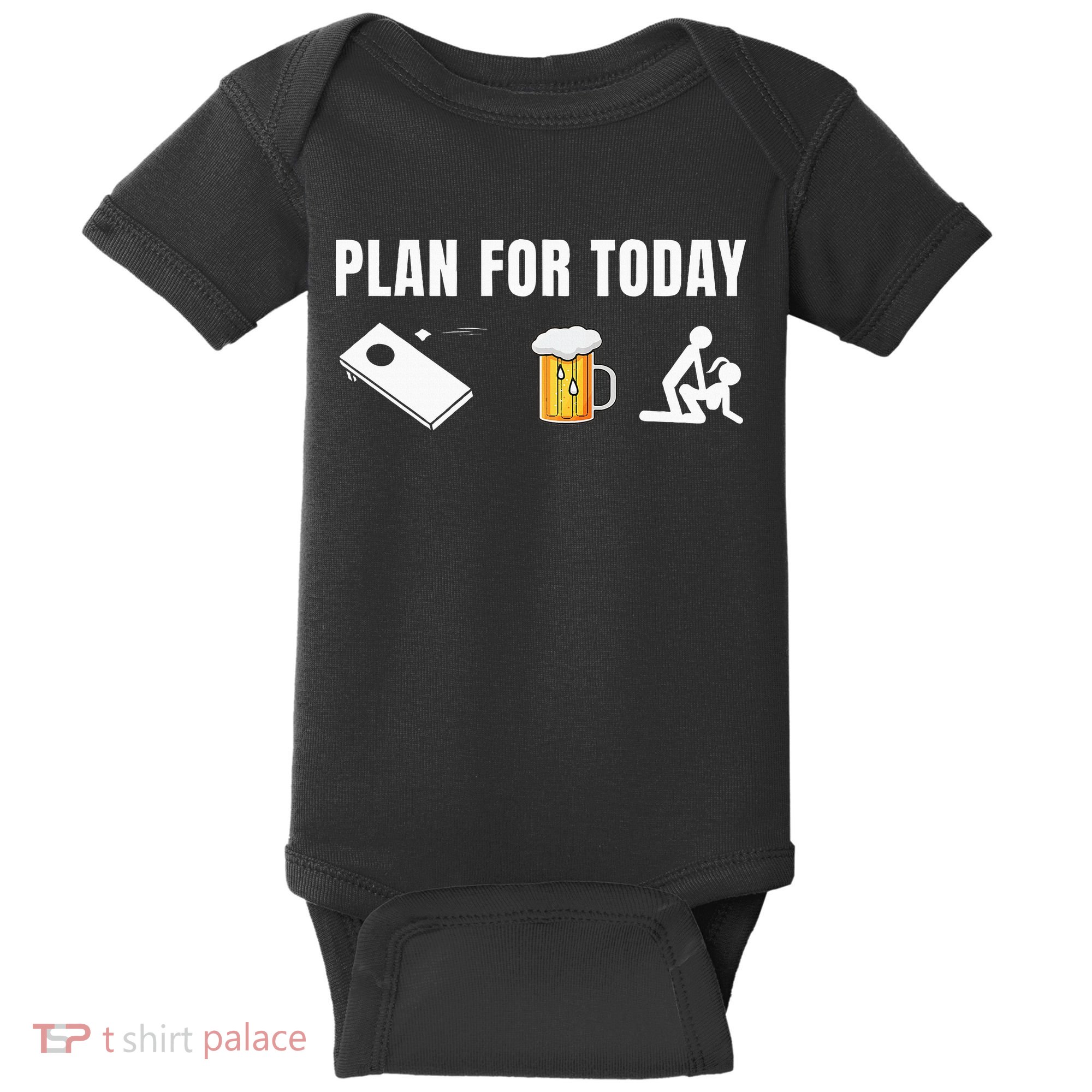 Funny Cornhole Plan For Today Beer Cornhole Baby Bodysuit