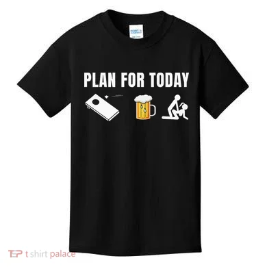 Funny Cornhole Plan For Today Beer Cornhole Kids T-Shirt