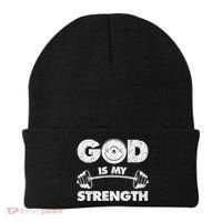 Funny Christian Quote God Is My Strength Beanie thumb 0