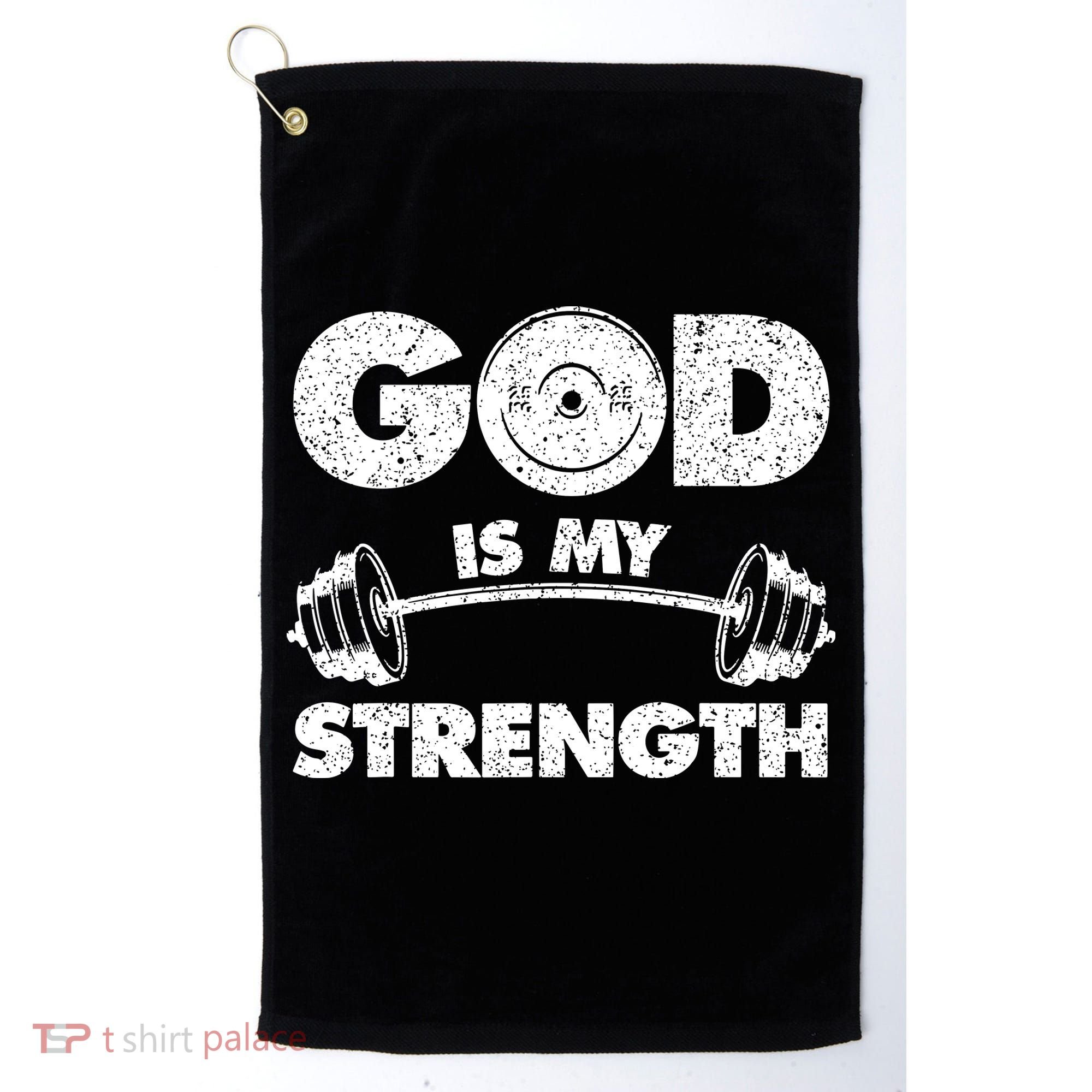 Funny Christian Quote God Is My Strength Golf Towel