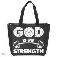 Funny Christian Quote God Is My Strength Tote Bag thumb 0