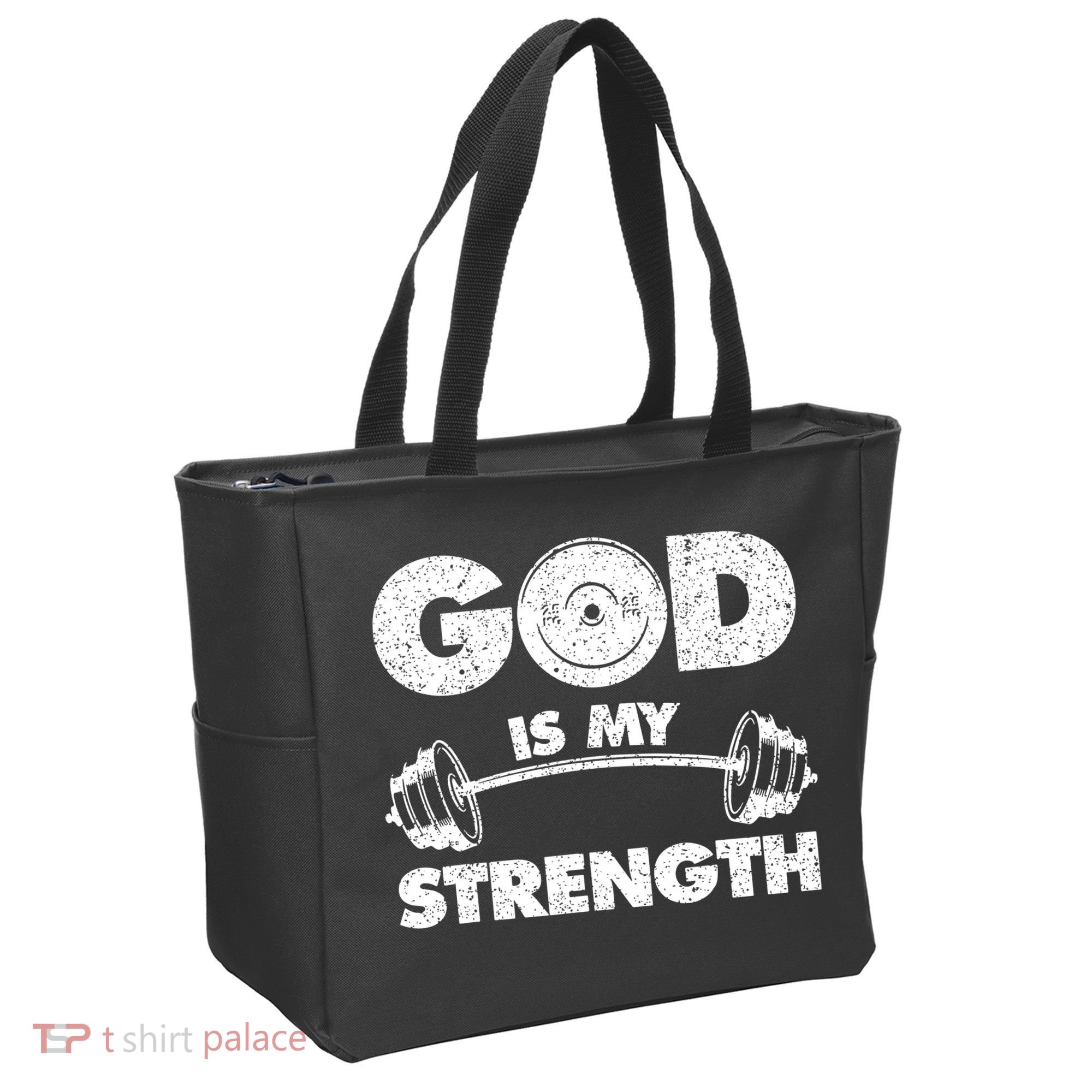 Funny Christian Quote God Is My Strength Tote Bag