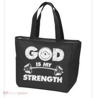 Funny Christian Quote God Is My Strength Tote Bag thumb 3