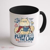 Fluffy Cat Queen Of Static Hair Gift Coffee Mug thumb 1