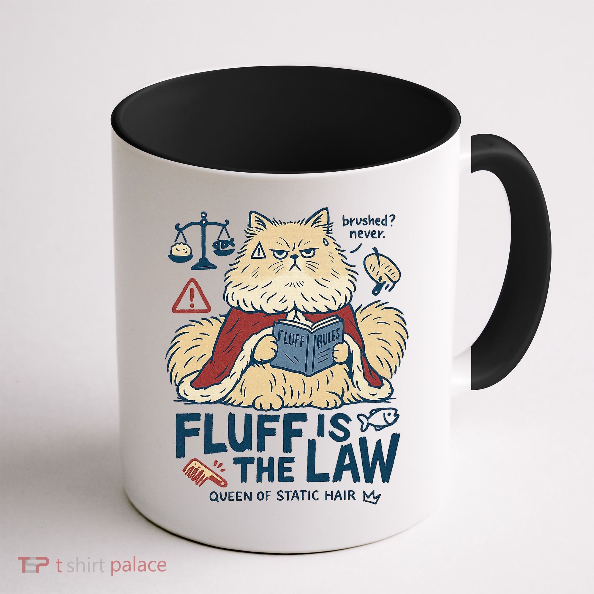 Fluffy Cat Queen Of Static Hair Gift Coffee Mug