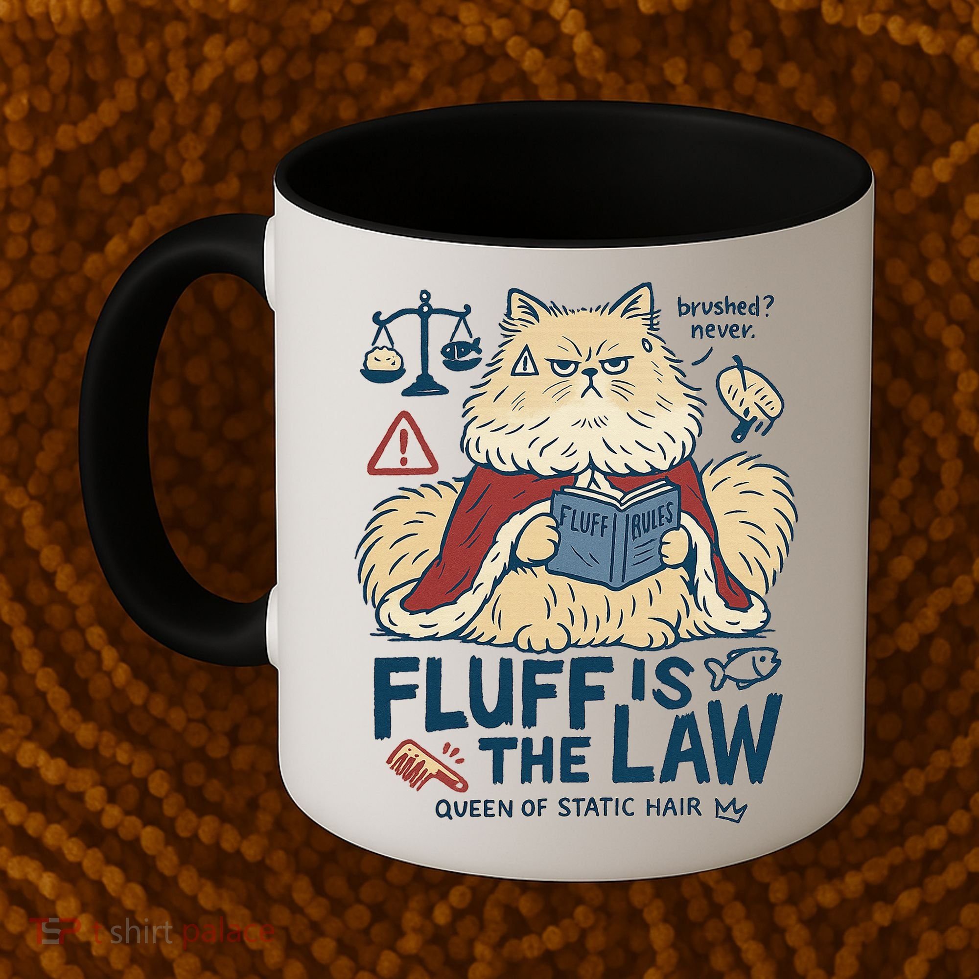 Fluffy Cat Queen Of Static Hair Gift Coffee Mug
