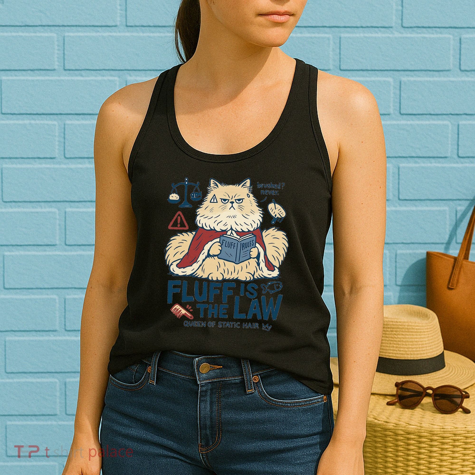 Fluffy Cat Queen Of Static Hair Gift Women's Tank Top