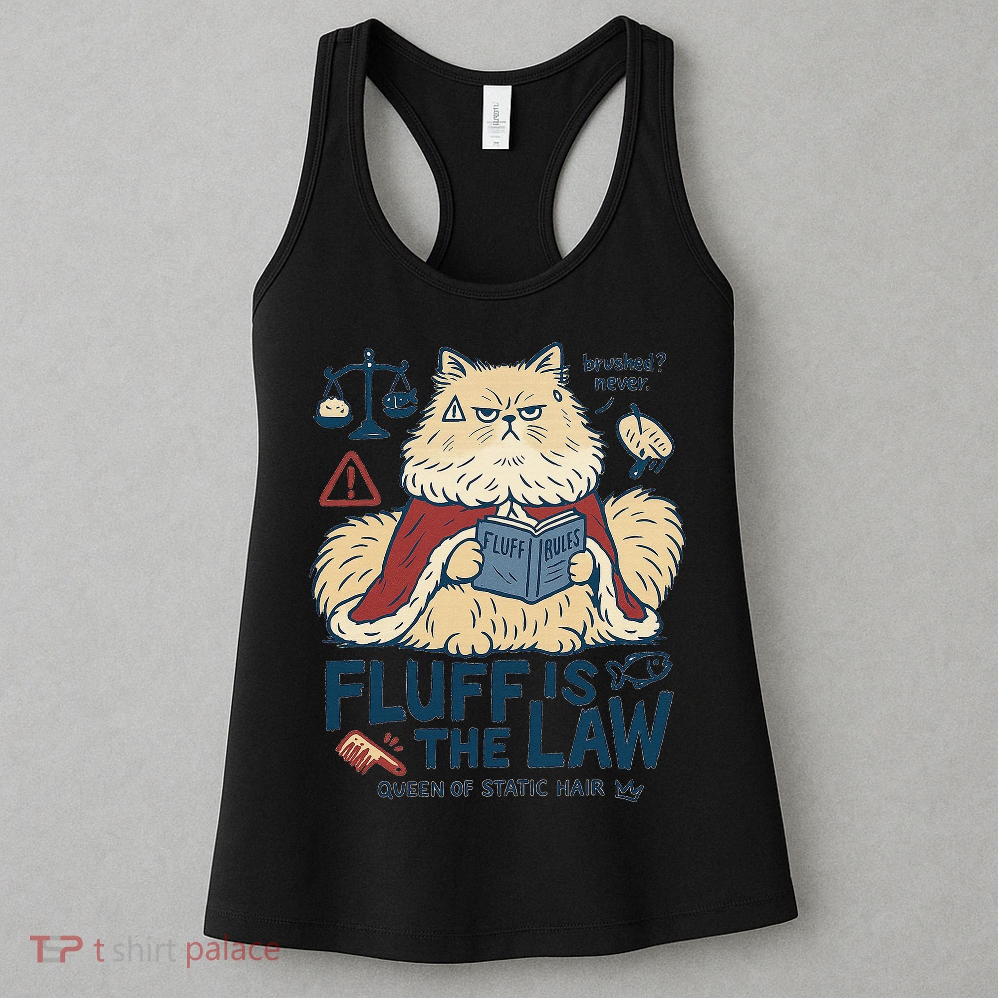 Fluffy Cat Queen Of Static Hair Gift Women's Tank Top