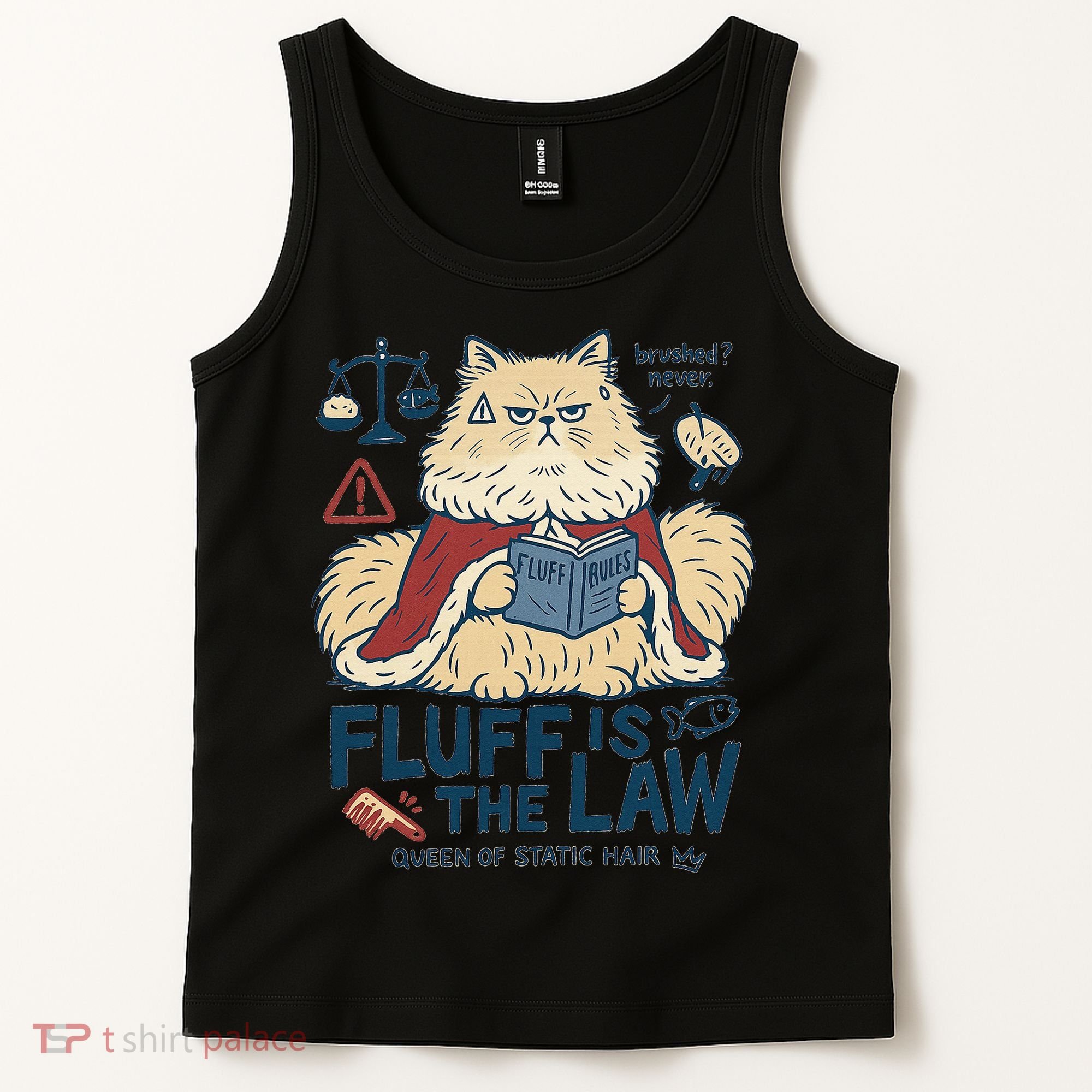 Fluffy Cat Queen Of Static Hair Gift Tank Top