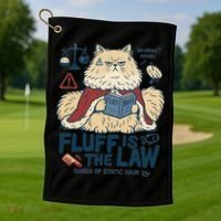 Fluffy Cat Queen Of Static Hair Gift Golf Towel thumb 1