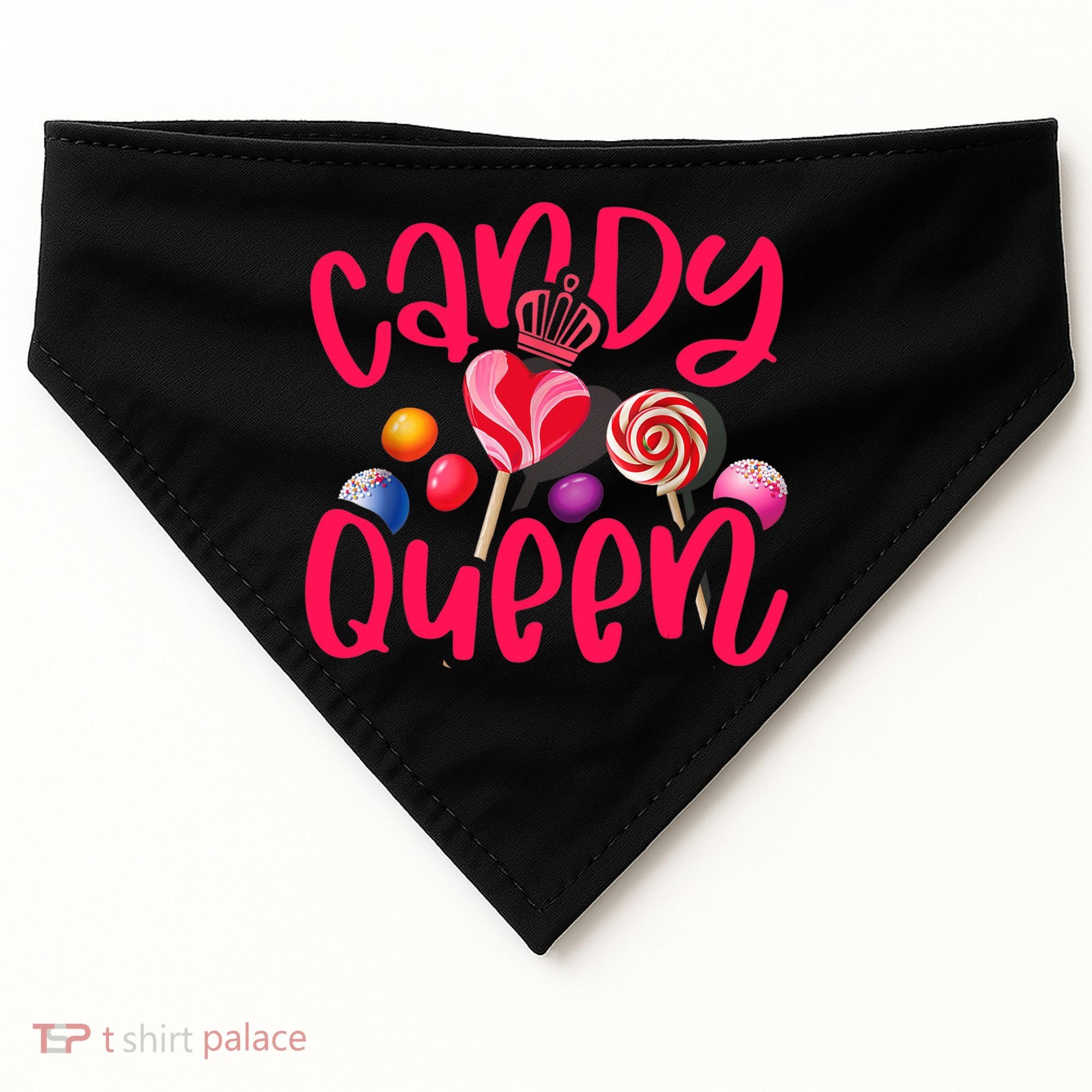 Funny Candy Queen For Lollipop Lover Sweet Tooth Wo USA-Made Doggie Bandana