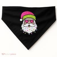 Funny Cool Retro Groovy Santa Claus USA-Made Doggie Bandana thumb 0