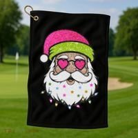 Funny Cool Retro Groovy Santa Claus Golf Towel thumb 1