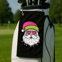 Funny Cool Retro Groovy Santa Claus Golf Towel thumb 2