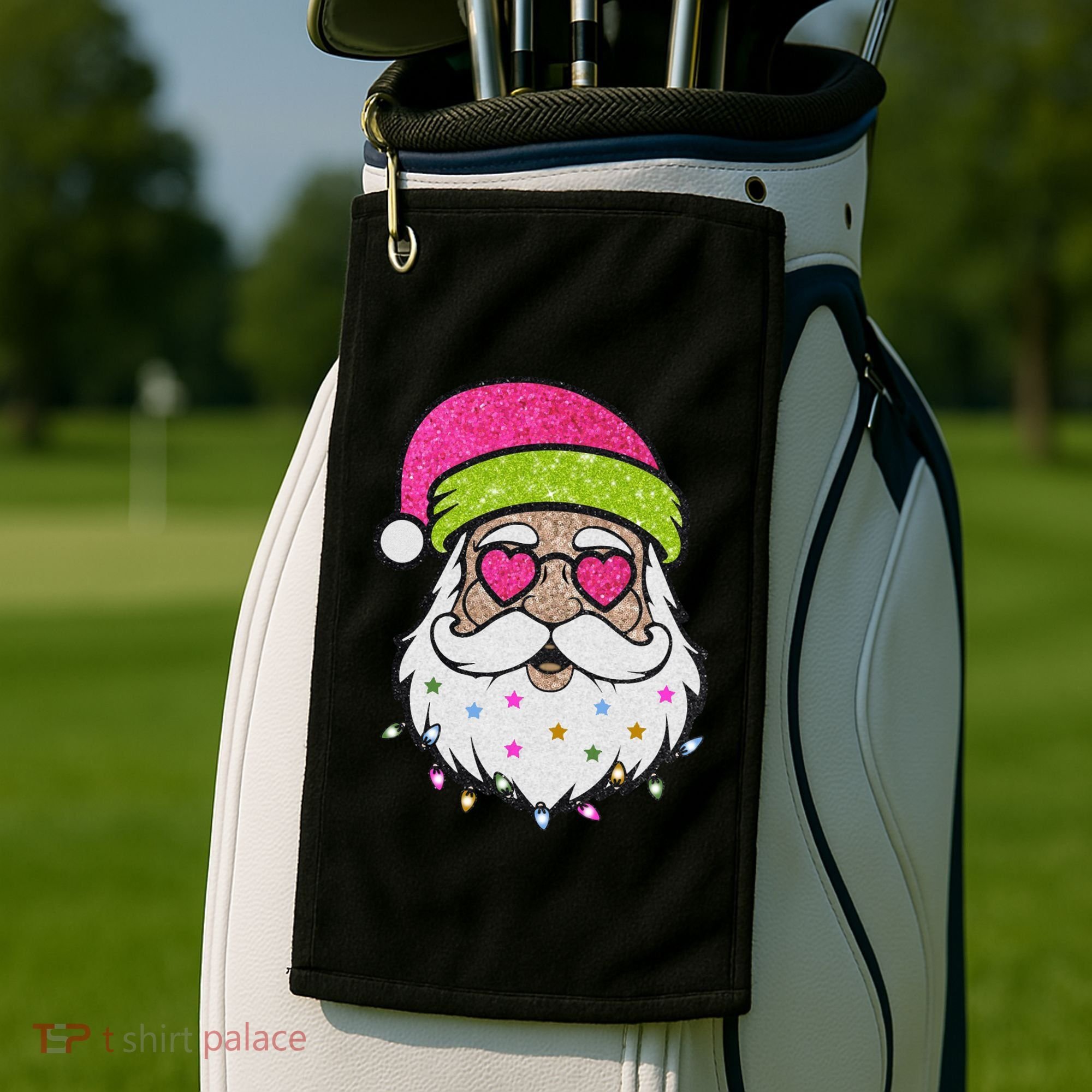 Funny Cool Retro Groovy Santa Claus Golf Towel