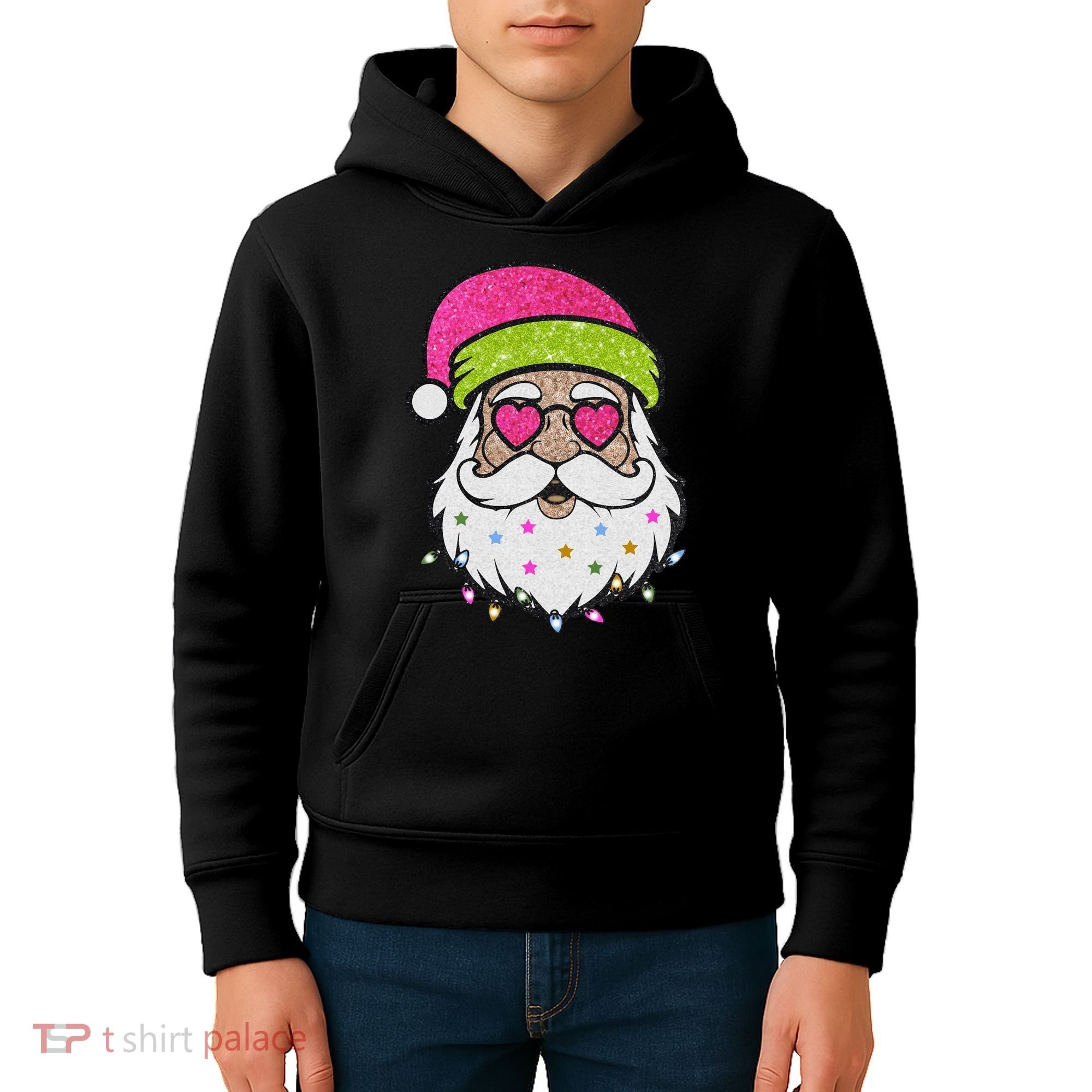 Funny Cool Retro Groovy Santa Claus Kids Hoodie