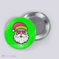 Funny Cool Retro Groovy Santa Claus Button thumb 0