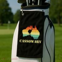 Funny Cassowary Retro Cassowary Golf Towel thumb 2