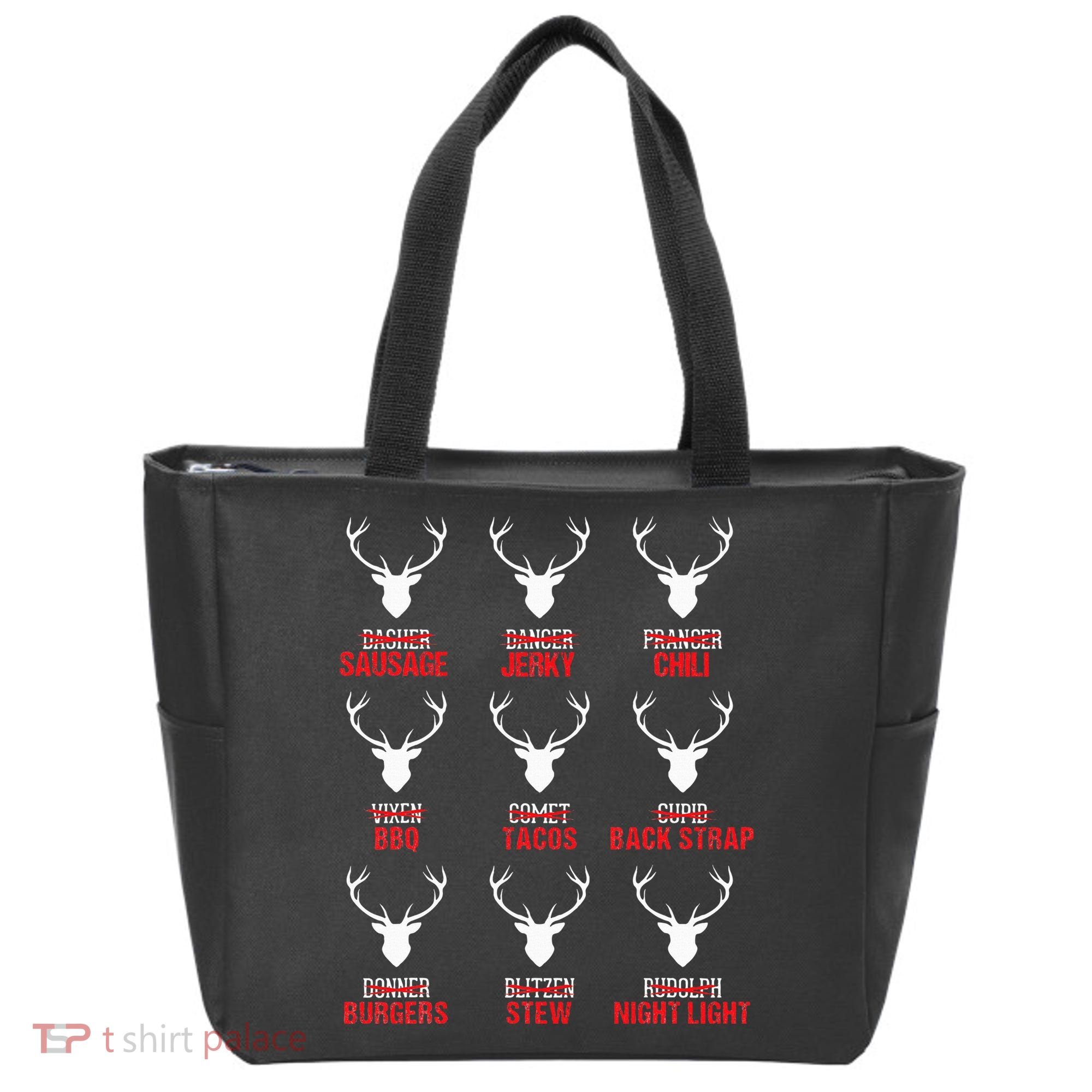 Funny Christmas Reindeer Hunter Deer Meat Hunting Gifts Tote Bag