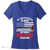 Fire Chief Retired Firefighter Retiret Plan Fire Gift Women's V-Neck T-Shirt thumb 0