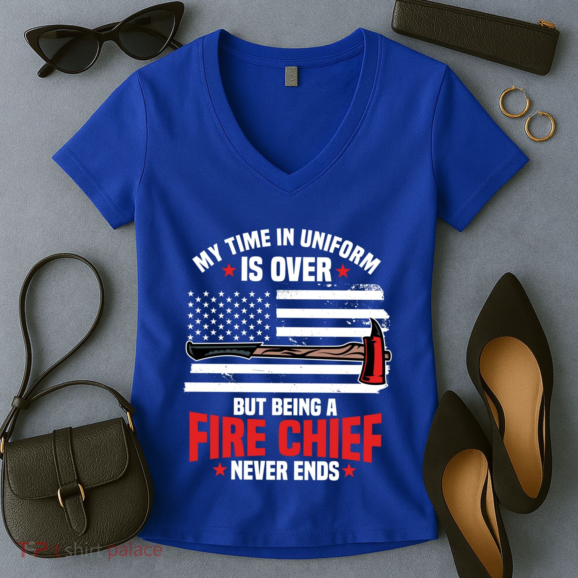 Fire Chief Retired Firefighter Retiret Plan Fire Gift Women's V-Neck T-Shirt
